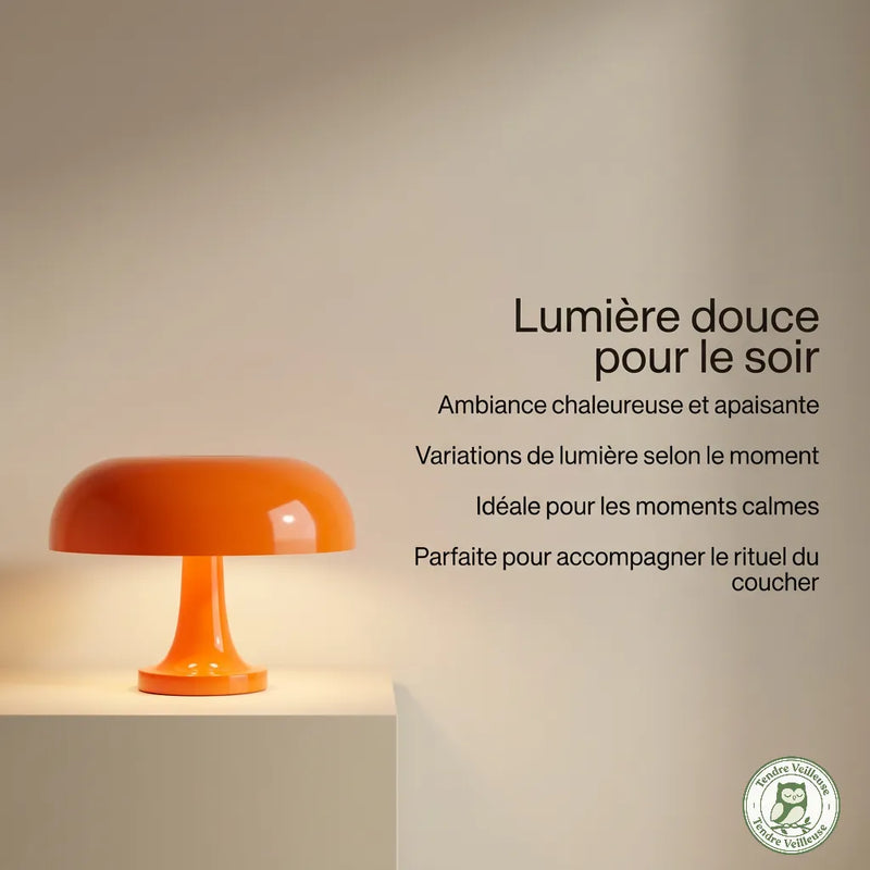 Veilleuse Champignon Vintage - Lampe de Chevet Tactile & Sans Fil