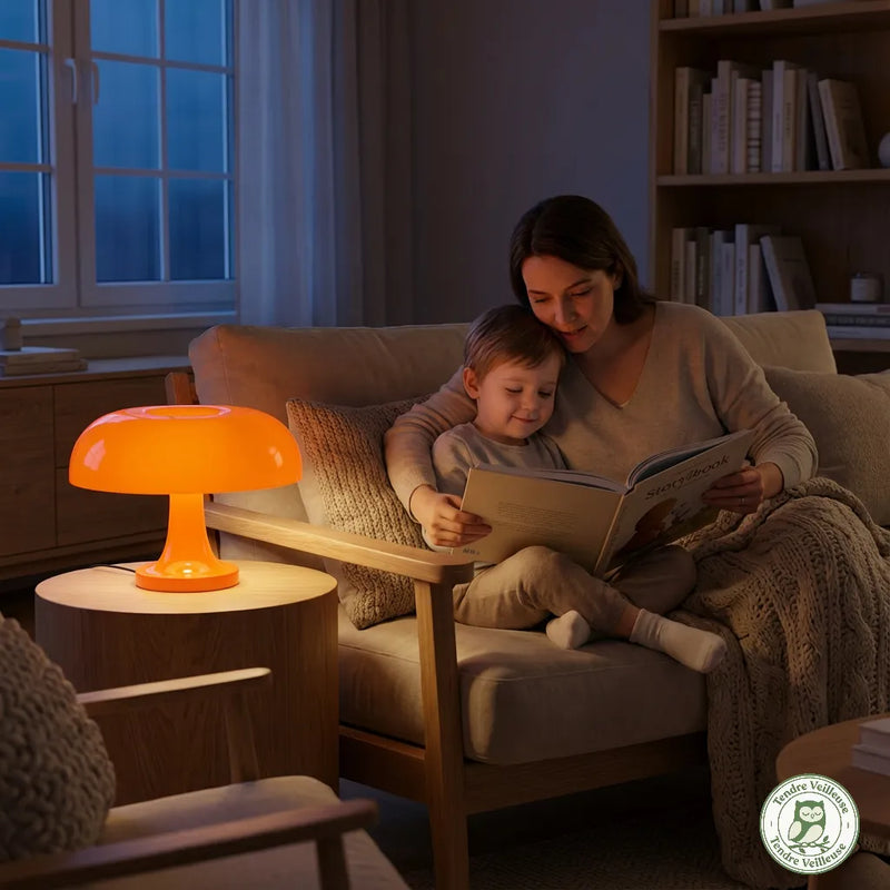 Veilleuse Champignon Vintage - Lampe de Chevet Tactile & Sans Fil