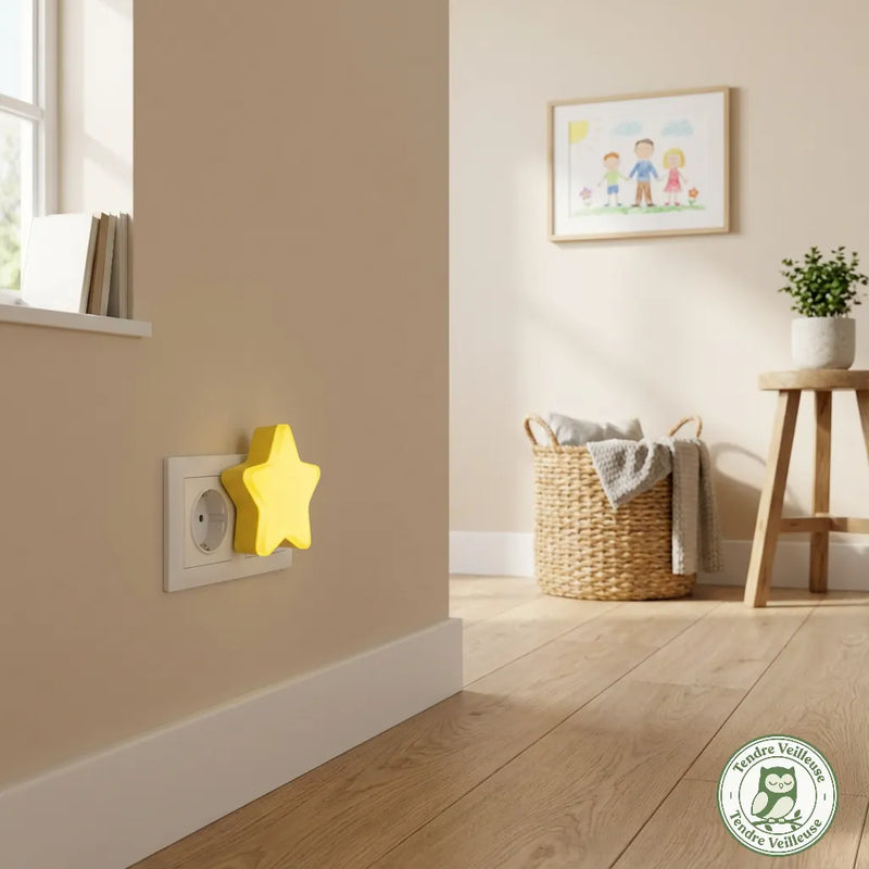 Veilleuse prise étoile LED pour chambre bébé et passage nocturne, lumière douce secteur 0,5W, Tendre Veilleuse