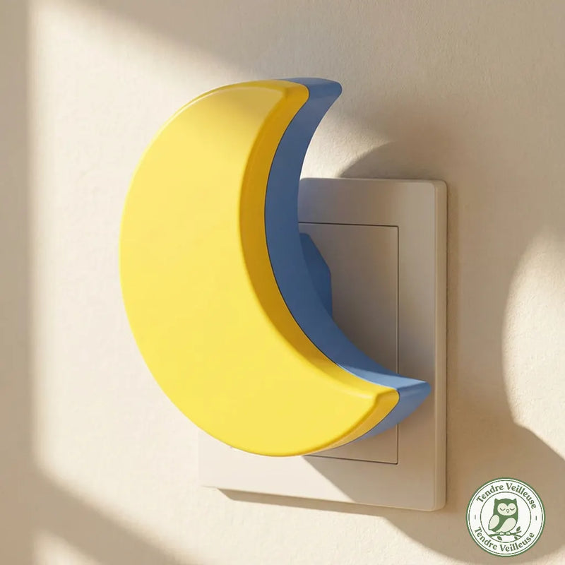 Veilleuse prise lune LED en ABS branchée sur prise murale EU, lumière douce pour chambre enfant, Tendre Veilleuse