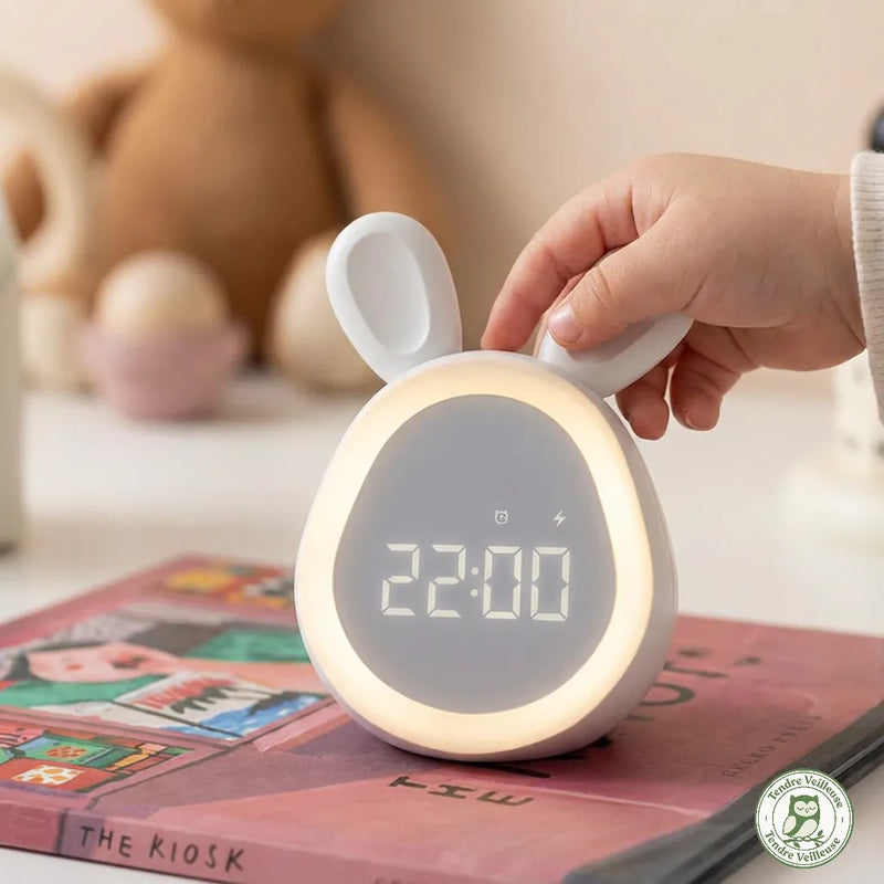 Réveil lapin enfant avec affichage numérique LED pour table de chevet, bureau et routine du matin