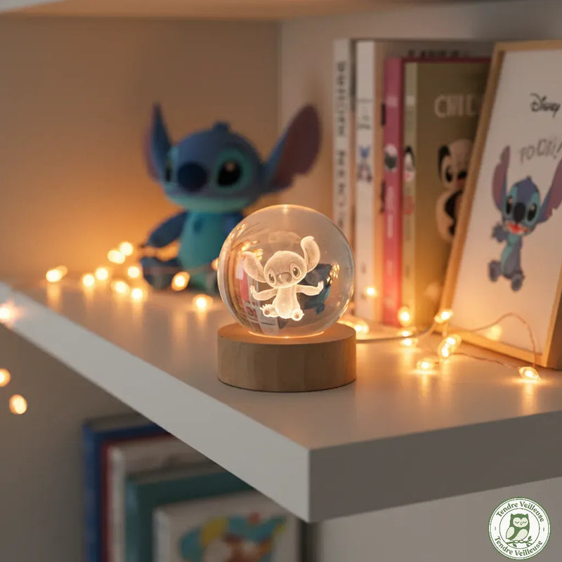 Veilleuse Stitch 3D – Boule de Cristal Lumineuse