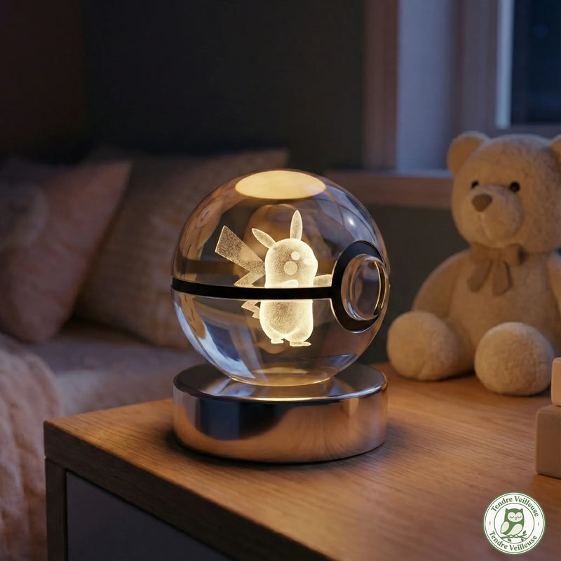 PokéCrystal™ - Veilleuse Pokémon Boule 3D & Base Lumineuse