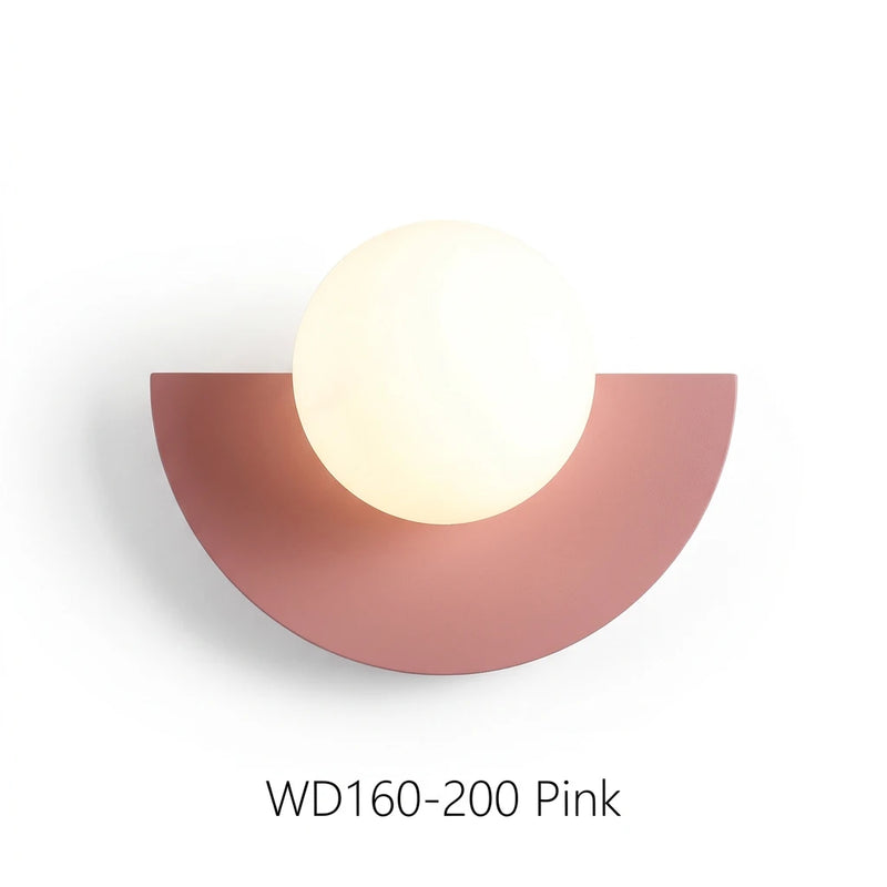 Applique murale boule design nordique G9 coloris rose, fer forgé peint, diffusion lumière douce 360 degrés, certifiée CE ROHS, Tendre Veilleuse