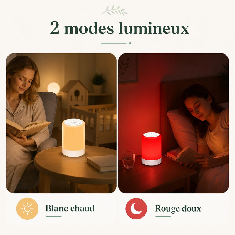 Lampe lumiere rouge 670 nm avec deux modes lumineux rouge doux et blanc chaud Tendre Veilleuse