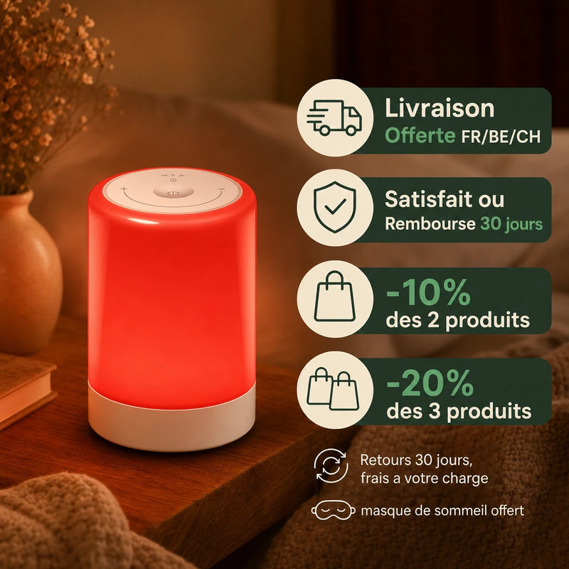 Lampe lumiere rouge 670 nm avec livraison offerte garantie 30 jours et remises automatiques Tendre Veilleuse
