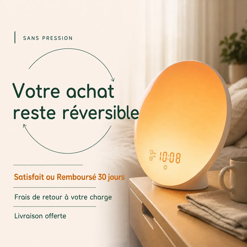 Simulateur d'aube Horizon avec garantie 30 jours, frais de retour client et livraison offerte, Tendre Veilleuse