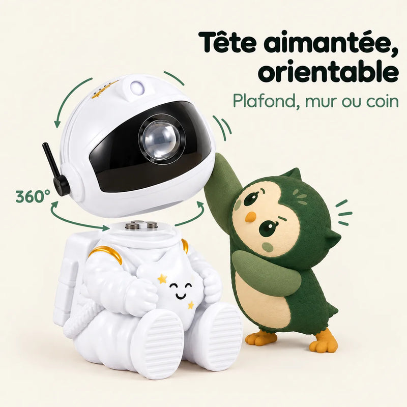 Veilleuse astronaute avec sa tête aimantée orientable à 360° vers le plafond ou le mur, Tendre Veilleuse