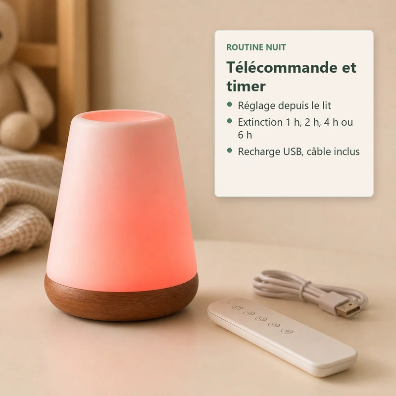 Veilleuse lumière rouge tactile avec télécommande timer 1 h 2 h 4 h 6 h et recharge USB Tendre Veilleuse