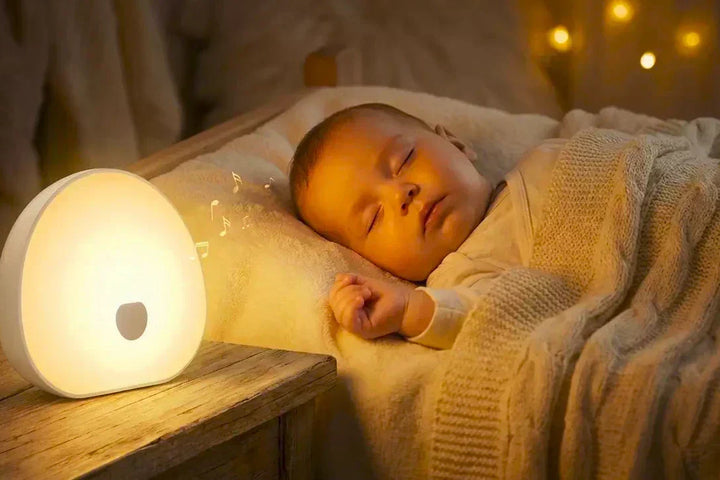 Bébé dort paisiblement avec une veilleuse bruit blanc pendant la régression du sommeil