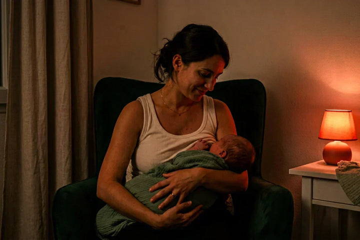 Démonstration Paced Bottle Feeding : biberon horizontal, bébé semi-assis — allaitement mixte