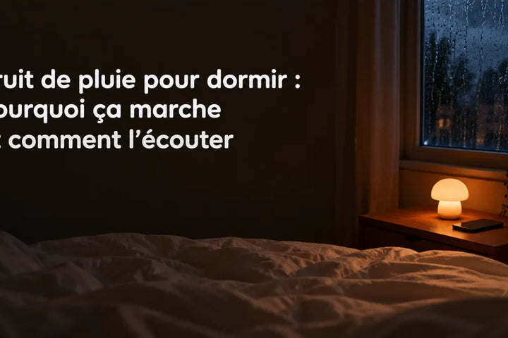 Bruit de pluie pour dormir : chambre de nuit, pluie sur la vitre et veilleuse champignon ambrée, Tendre Veilleuse