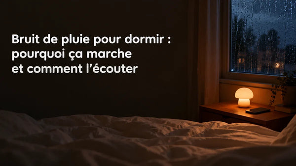 Bruit de pluie pour dormir : chambre de nuit, pluie sur la vitre et veilleuse champignon ambrée, Tendre Veilleuse