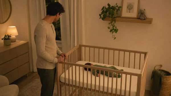 Faut-il réveiller bébé pour allaiter la nuit, parent éveillé près du berceau, Tendre Veilleuse