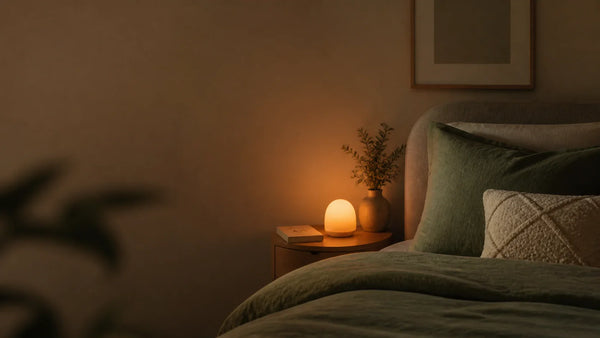 Insomnie que faire, chambre adulte apaisante avec veilleuse lumière chaude ambre sans lumière bleue Tendre Veilleuse