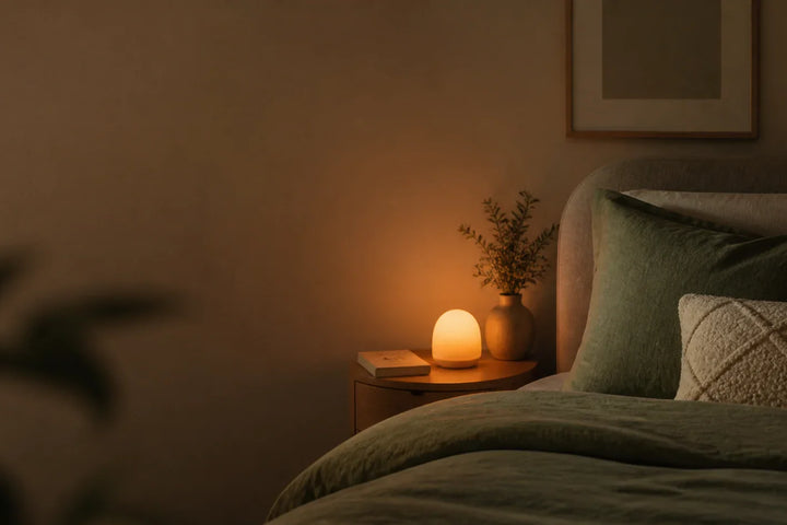 Insomnie que faire, chambre adulte apaisante avec veilleuse lumière chaude ambre sans lumière bleue Tendre Veilleuse
