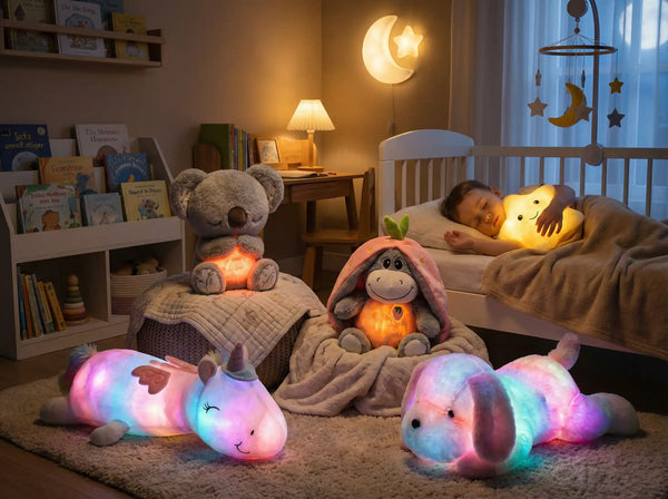 Comparatif 2026 des 6 meilleures peluches veilleuses bébé (Bruit Blanc & Respiration) pour l'aide au sommeil et l'endormissement.