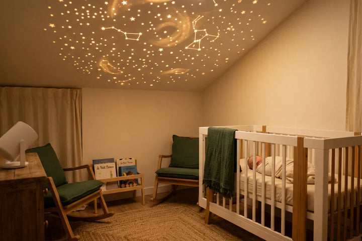 Comparatif meilleures veilleuses projection plafond bébé 2026, projecteur galaxie chambre enfant lumière ambre, Tendre Veilleuse