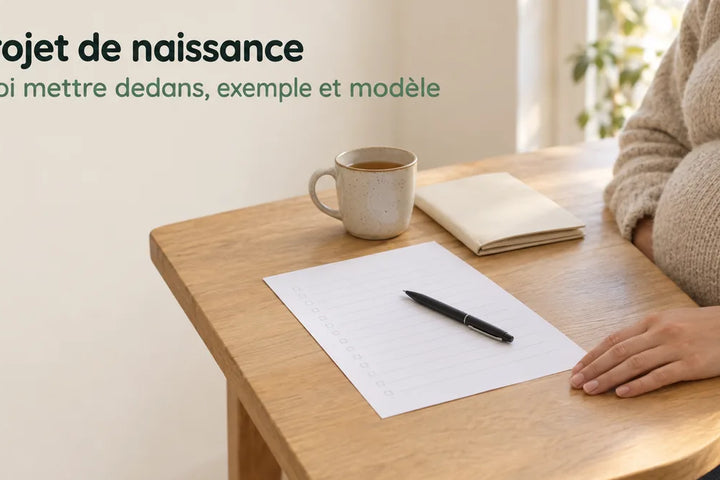 Projet de naissance : feuille à remplir et stylo sur une table, préparé pendant la grossesse, Tendre Veilleuse