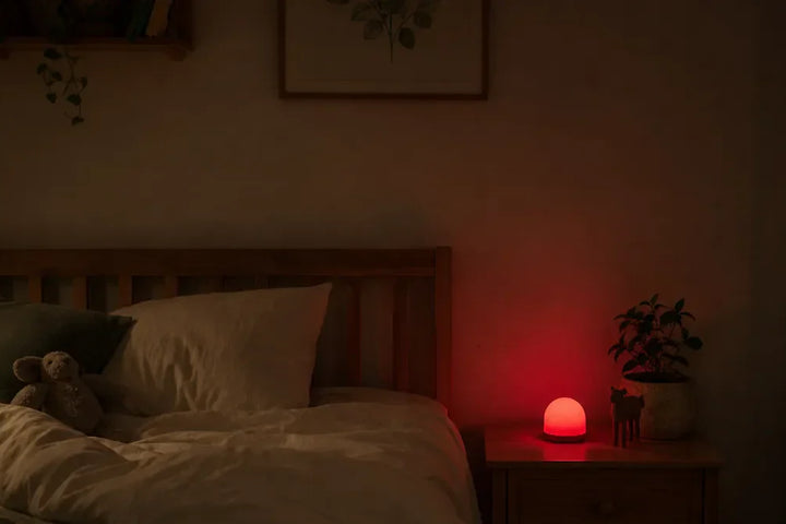 Quelle couleur de veilleuse pour dormir : chambre d'enfant éclairée en rouge tamisé, Tendre Veilleuse