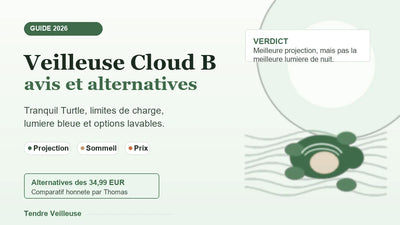 Veilleuse Cloud B Tranquil Turtle rechargeable aqua sur fond blanc, avis et alternatives 2026