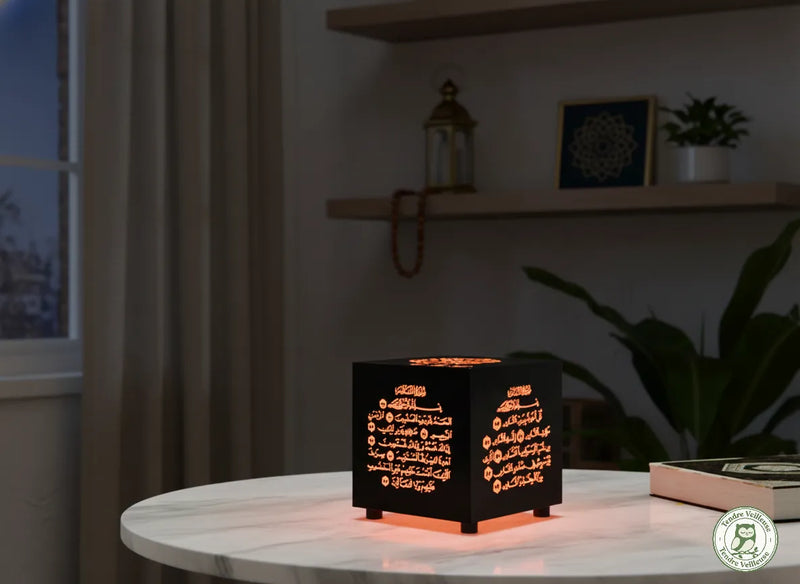 Veilleuse Coranique Kaaba Al-Bayt, Azan GPS 5 Prières, Cadeau Islamique Premium