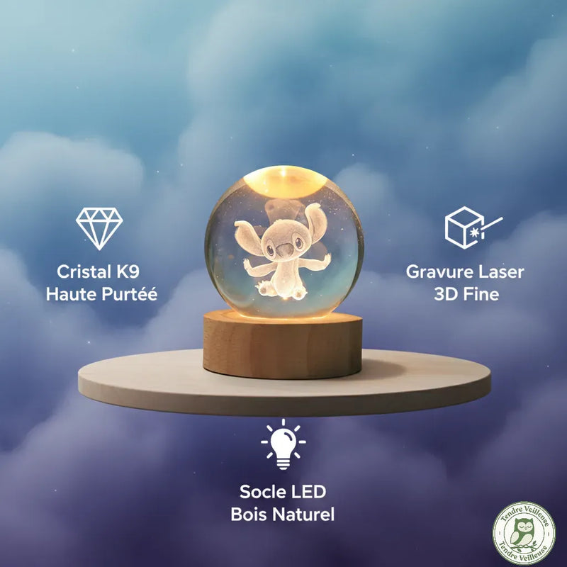 Veilleuse Stitch 3D – Boule de Cristal Lumineuse
