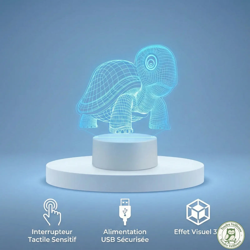 Veilleuse Tortue 3D LED Couleurs Changeantes USB