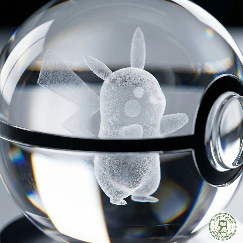 PokéCrystal™ - Veilleuse Pokémon Boule 3D & Base Lumineuse