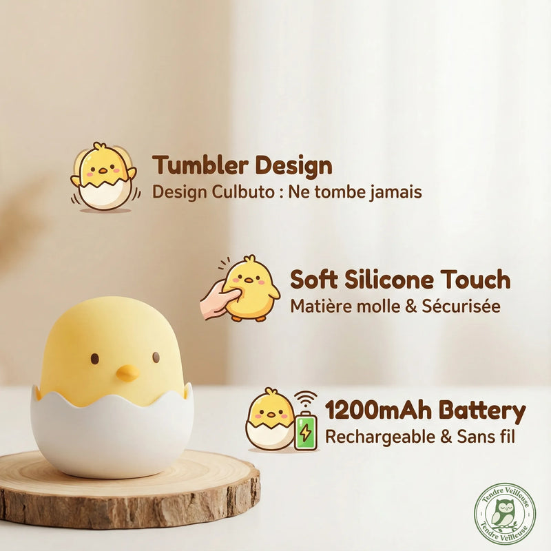 Veilleuse Poussin Silicone Rechargeable Tactile — Coco