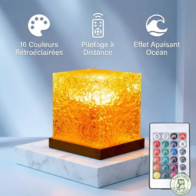 AuraWave™ lampe projection vagues océan lumière ambre 16 couleurs LED RGB avec télécommande — Tendre Veilleuse