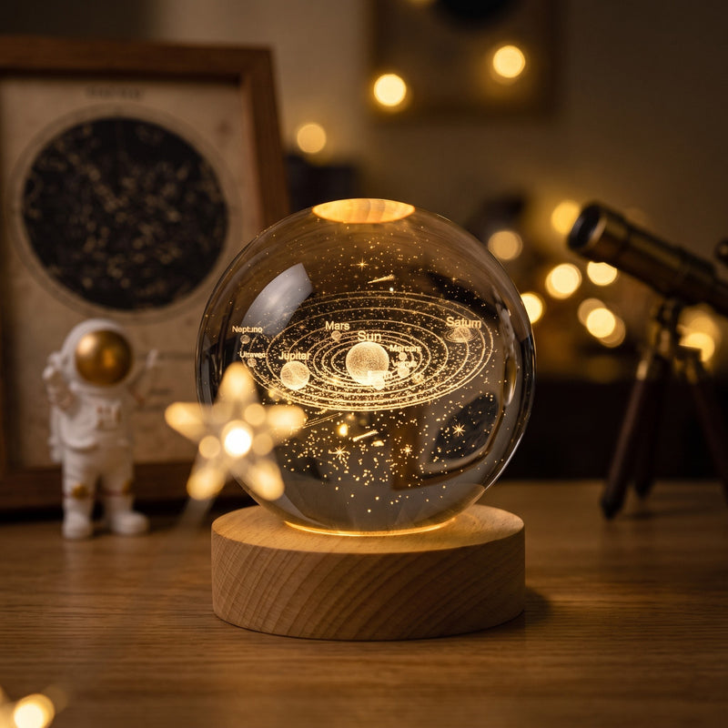 Boule de cristal personnalisée en gros plan sur la personnalisation