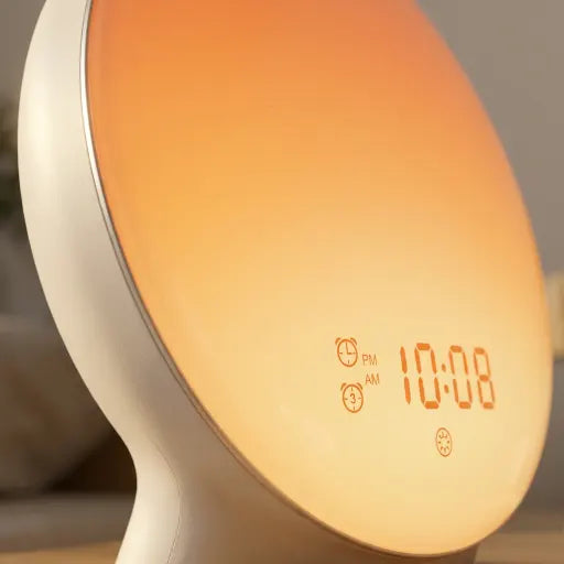 Détail de l'écran digital LED du réveil simulateur d'aube Horizon Tendre Veilleuse