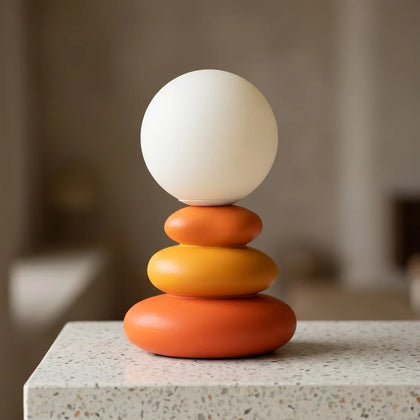 Lampe de chevet céramique lune LED design moderne orange