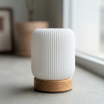 Lampe de Chevet Grain de Bois Tactile Sans Fil Rechargeable