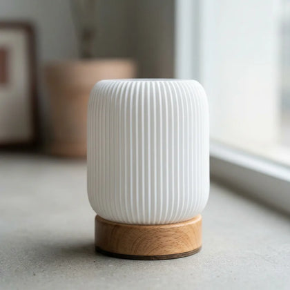 Lampe de Chevet Grain de Bois Tactile Sans Fil Rechargeable