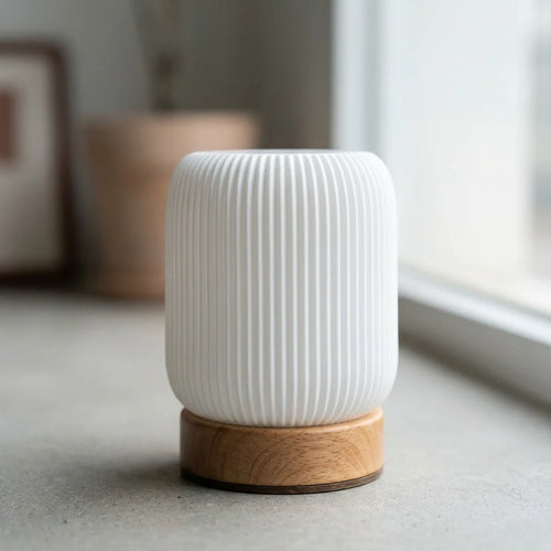 Lampe de Chevet Grain de Bois Tactile Sans Fil Rechargeable