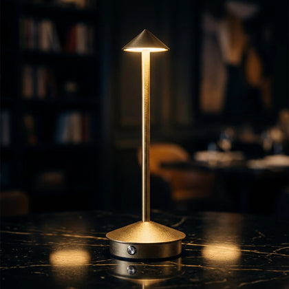 Lampe de Chevet Tactile Rechargeable Aluminium — 3 Niveaux, Ra 90, 360°
