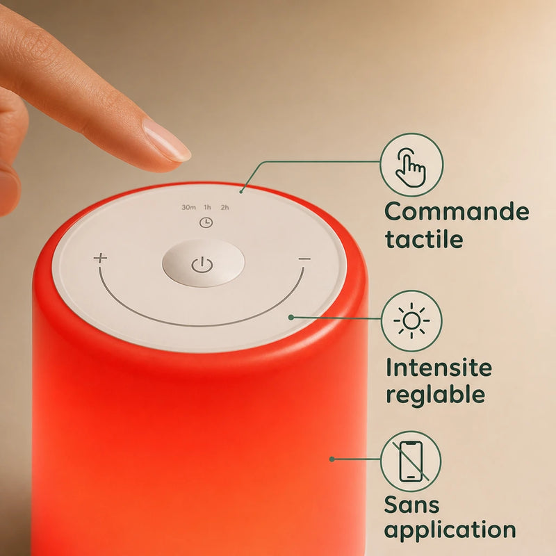 Commande tactile lampe lumiere rouge 670 nm avec intensite reglable sans application Tendre Veilleuse