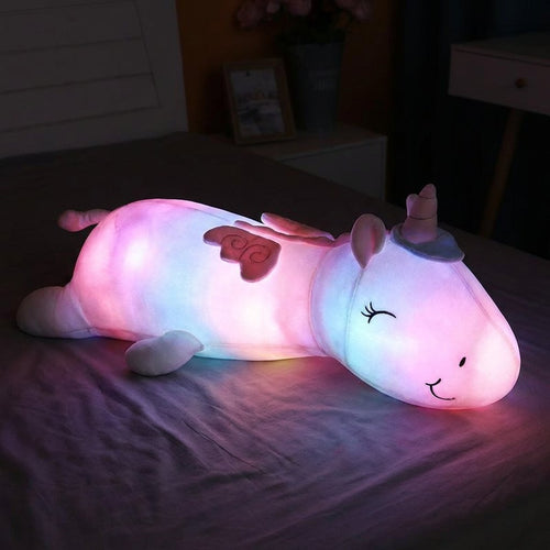 Peluche Licorne Géante "Stella" (60cm) – Coussin Lumineux & Déco
