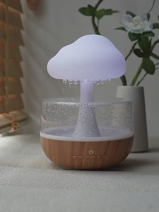 démonstration vraie eau circuit fermé veilleuse bruit de pluie champignon, son naturel bruit rose non enregistrement, brume diffusion