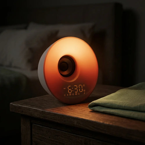 Réveil Simulateur d'Aube Sunset Bluetooth, 28 Sons et Veilleuse RGB