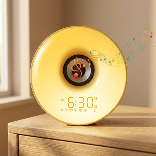 Réveil Simulateur d'Aube Sunset Bluetooth, 28 Sons et Veilleuse RGB