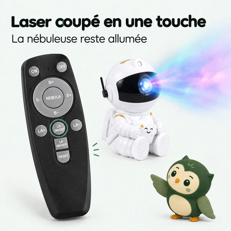 Télécommande de la veilleuse astronaute avec la touche qui coupe les étoiles laser, Tendre Veilleuse