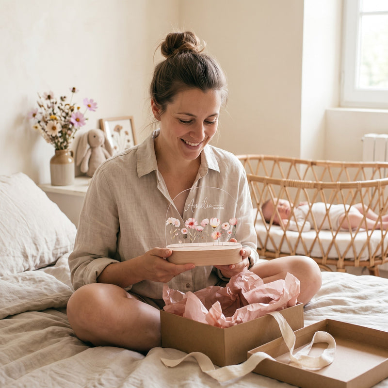 Veilleuse prénom date de naissance offerte en cadeau de naissance