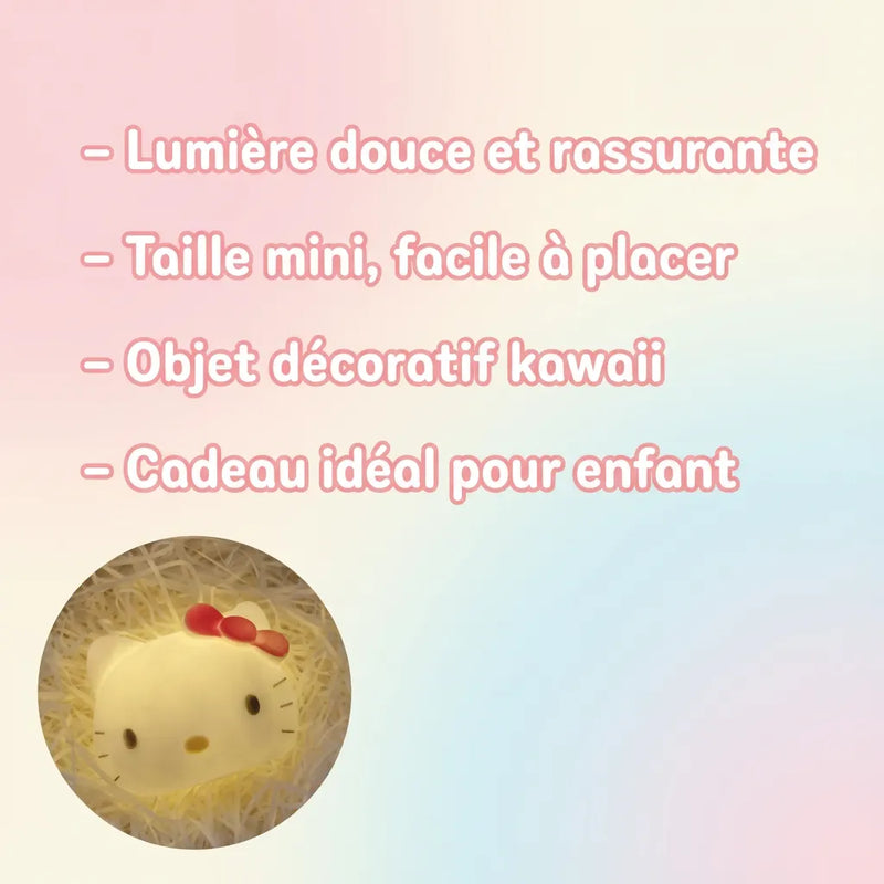 Veilleuse Hello Kitty grosse tete silicone lumiere douce taille mini objet decoratif kawaii cadeau enfant Tendre Veilleuse