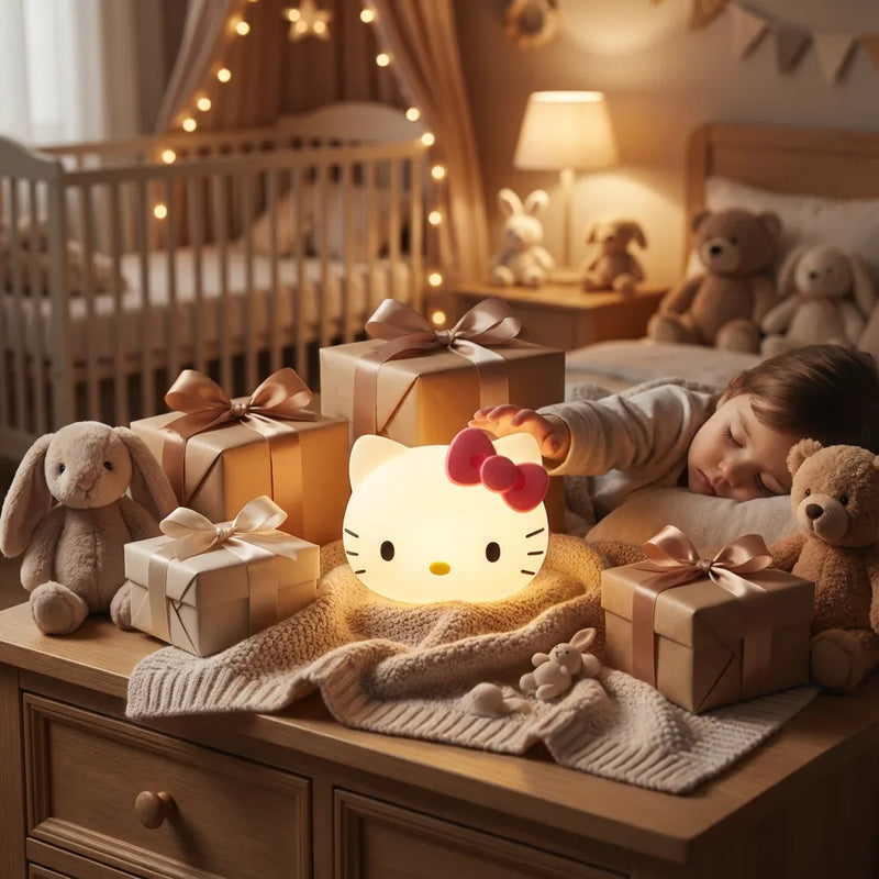 Veilleuse Hello Kitty grosse tete silicone allumee chambre bebe enfant endormi cadeau nuit Tendre Veilleuse