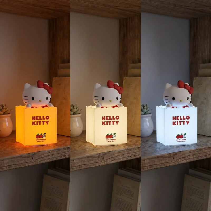 Veilleuse Hello Kitty sac silicone 3 modes couleur lumiere orange blanc neutre blanc froid etagere Tendre Veilleuse