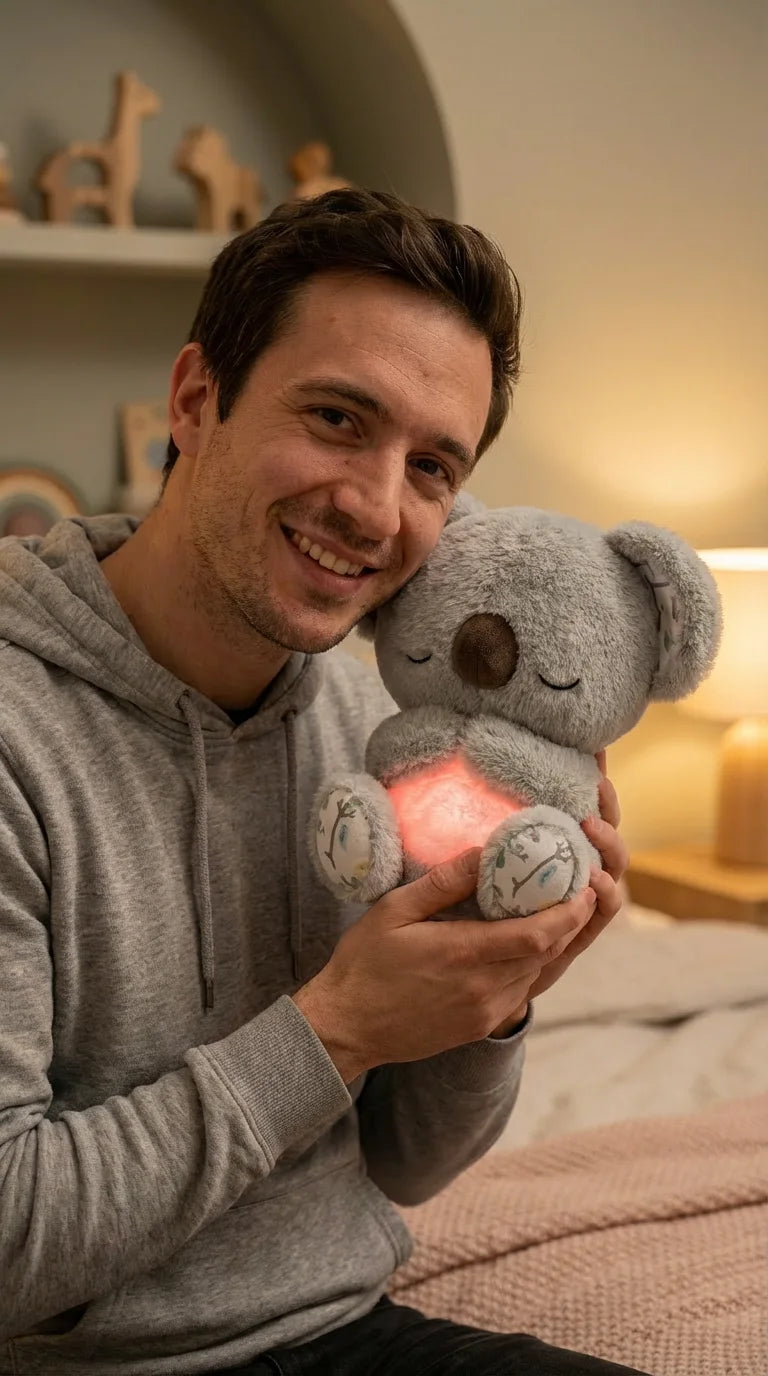 Thomas, Preparateur de Tendre Veilleuse, présente la veilleuse Koala Koko.