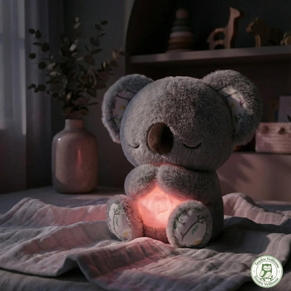 Peluche Veilleuse Koala "Cœur Apaisé" – Respiration & Bruit Blanc (Aide Sommeil)